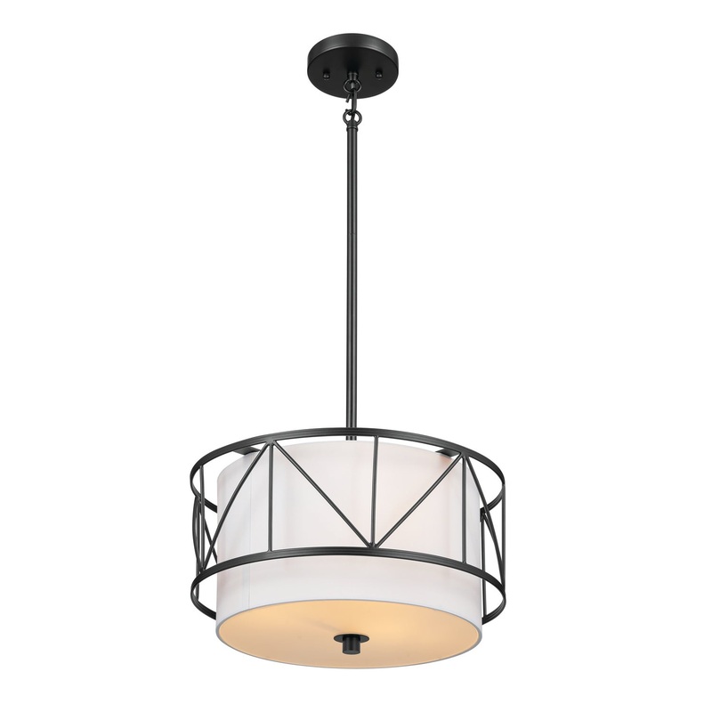 Kichler 52074BK Three Light Pendant/Semi Flush, Black