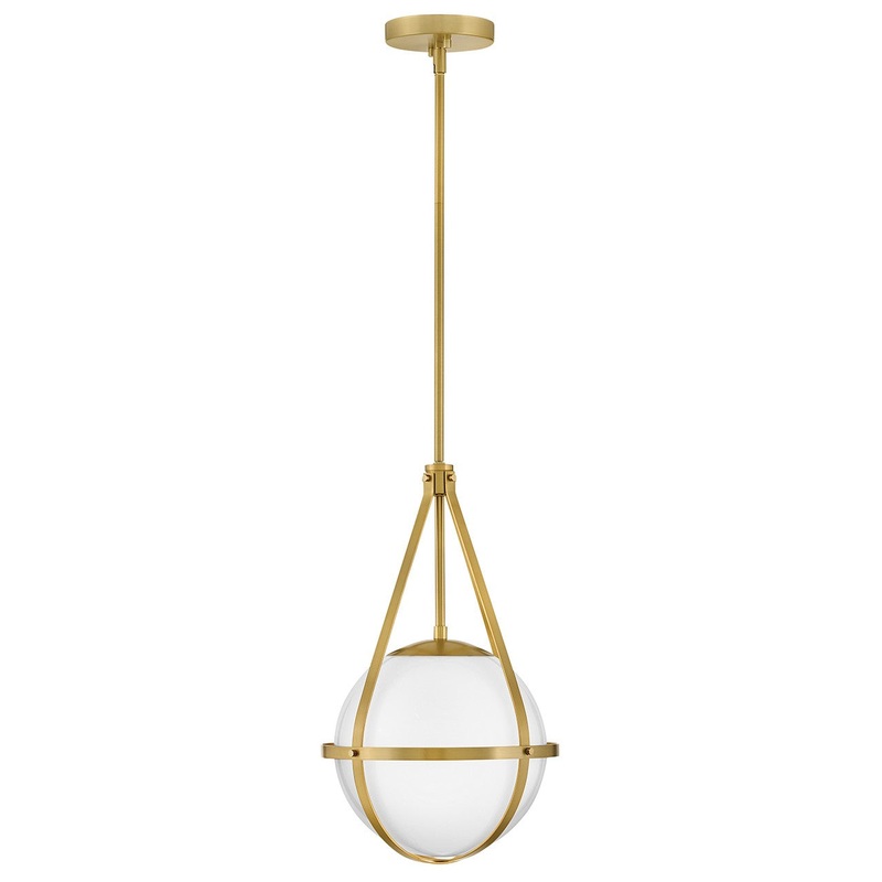LED Pendant from the Colby Collection in Lacquered Brass Finish by Lark