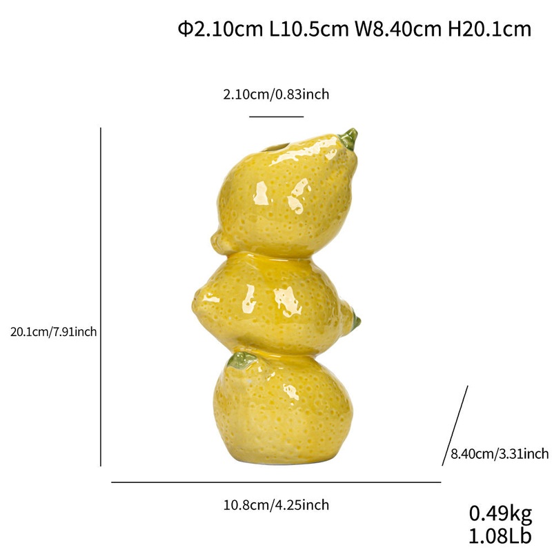 Lemon Whimsical Stacked Fruit Ceramic Vase – Nordic Style Flower Holder for Modern Home Decor