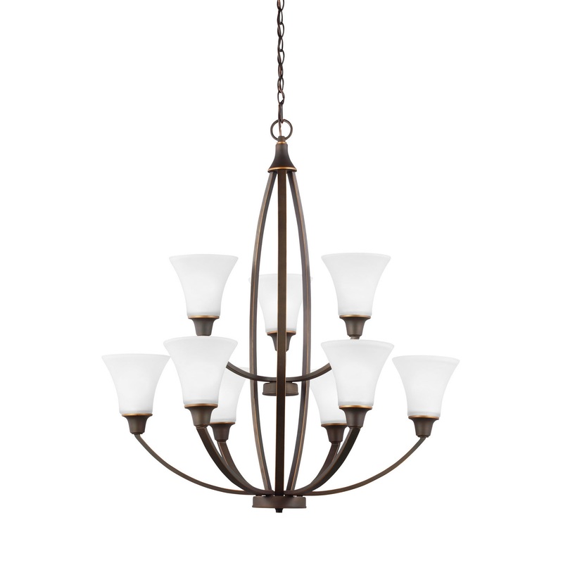 Nine Light Chandelier from the Metcalf Collection in Autumn Bronze Finish by Generation Lighting