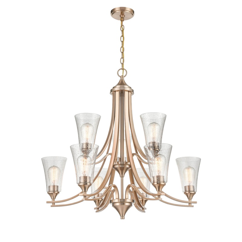 Nine Light Chandelier from the Natalie Collection in Modern Gold Finish by Millennium