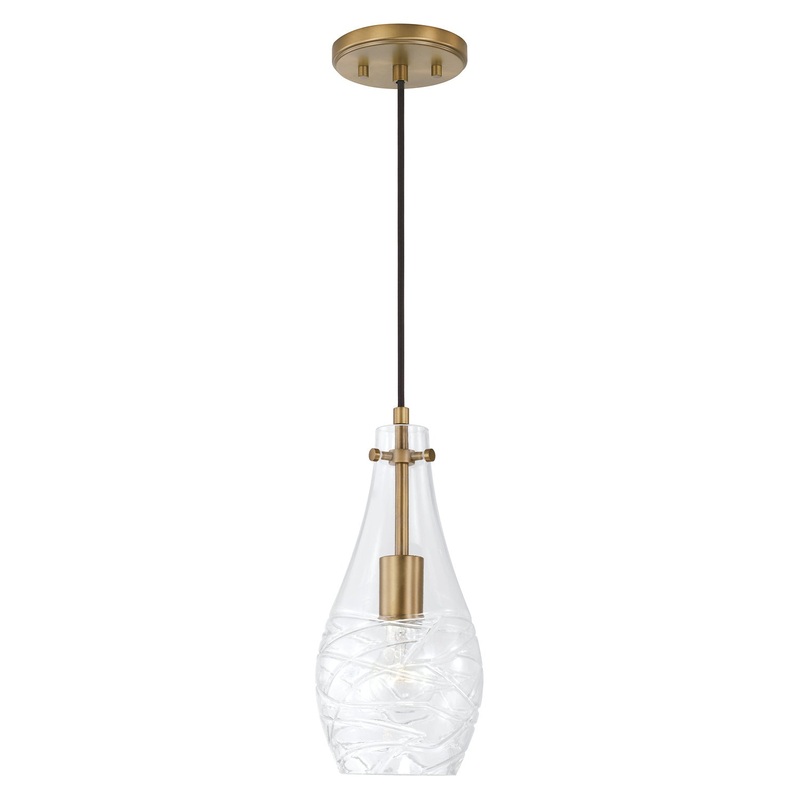 One Light Pendant from the Kier Collection in Aged Brass Finish by Capital Lighting