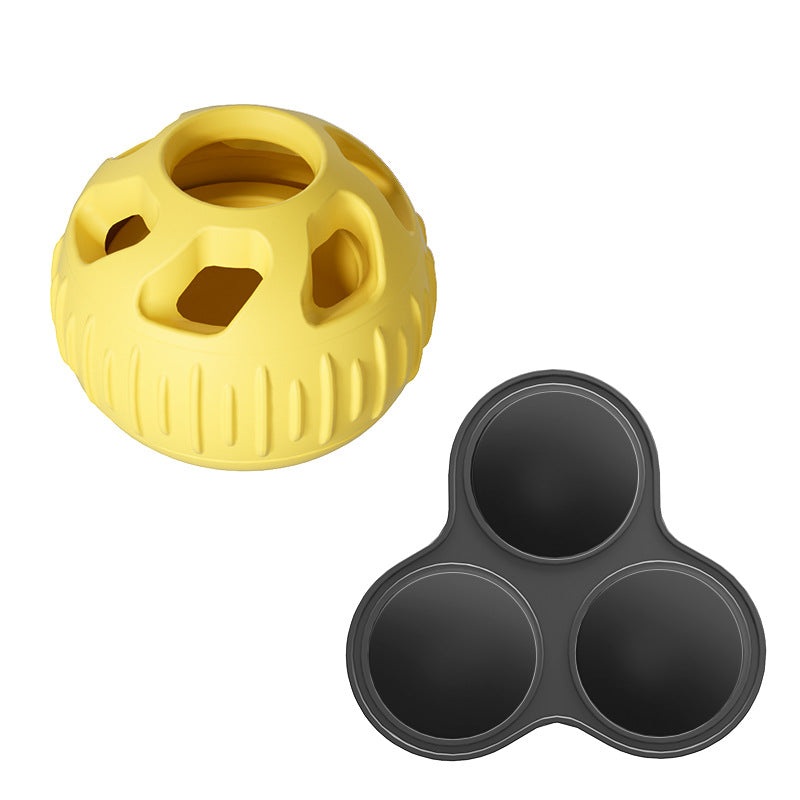 Yellow Ball and Black Mold Pet Treat Dispensing Ball and Molding Set – Silicone Dog Chew Toy for Teeth Cleaning and Boredom Relief