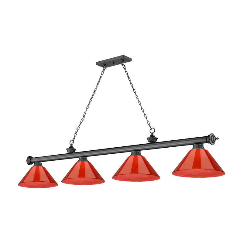 Cordon 4-Light Billiard Bronze Plate Cone Red Plastic