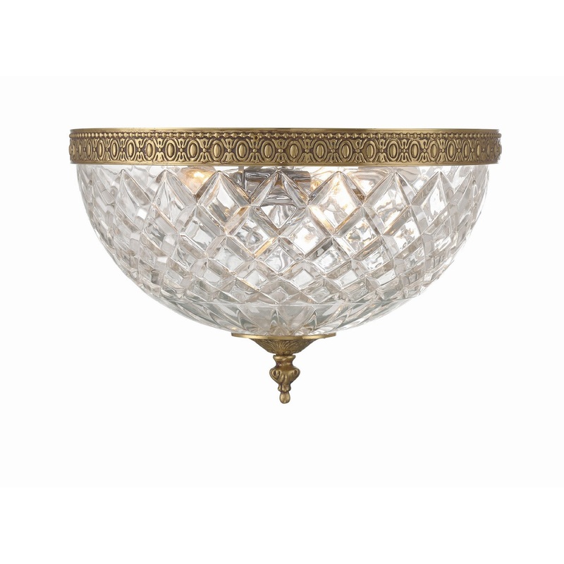 Crystorama 117-12-OB Ceiling Mount Three Light Flush Mount Olde Brass