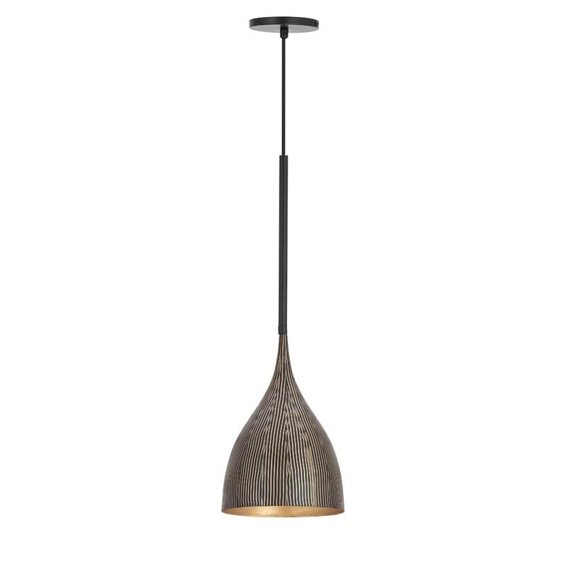 Fleur 1-Light Mini Pendant Black / Gold