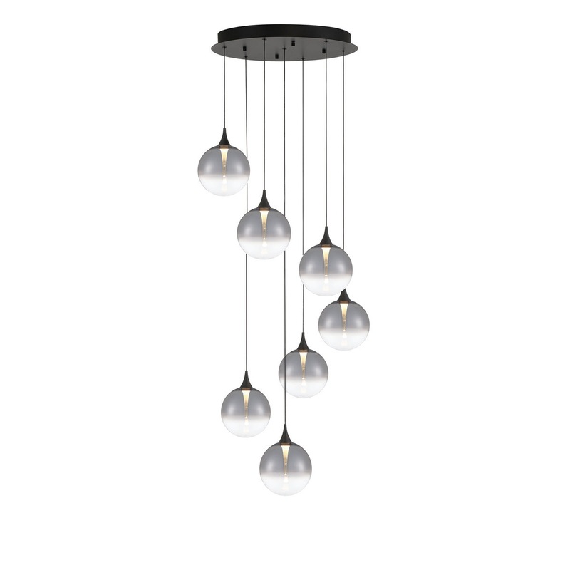 Iissa 7-Light 21″ Chandelier Black Smoked Glass