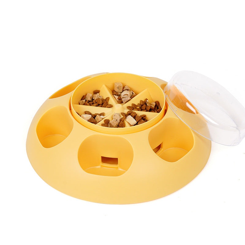 Interactive Pet Slow Feeder & Puzzle Toy – Press to Dispense Food, Improves Digestion(yellow)