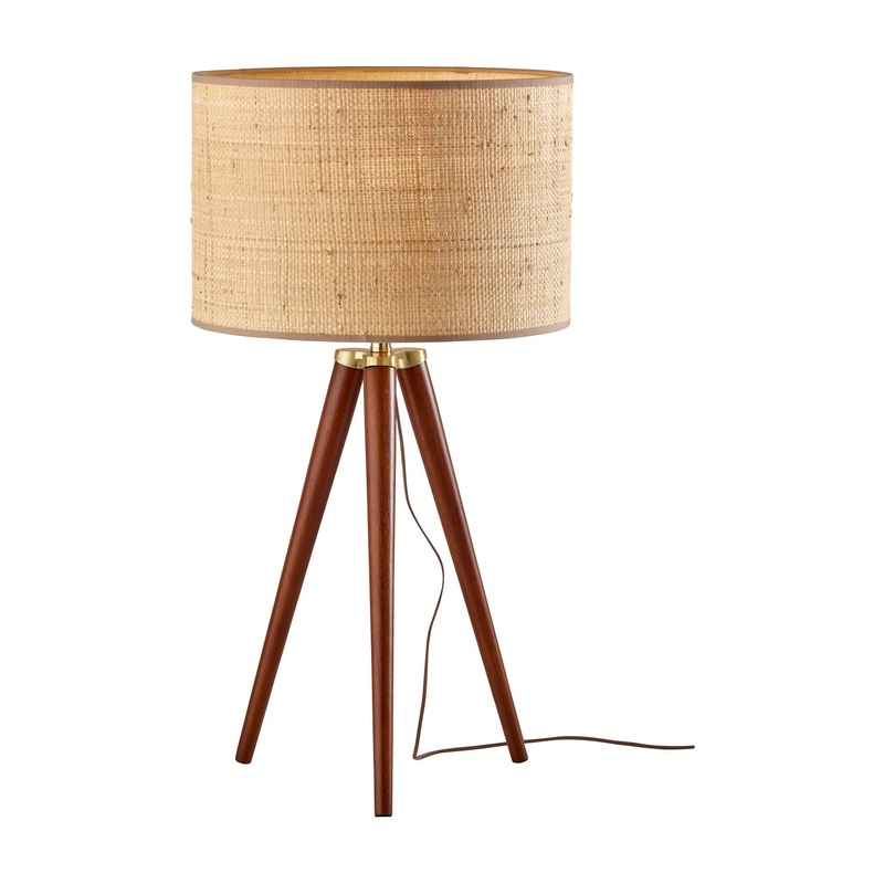 Jackson Table Lamp Walnut Wood with Antique Brass Accents