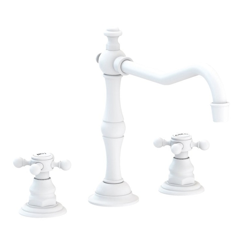 Kitchen Faucet Chesterfield 8 to 20 Inch Spread 2 Cross ADA Matte White Spout Height 5-13/16 Inch Spout Reach 9-7/16 Inch 1.8 Gallons per Minute