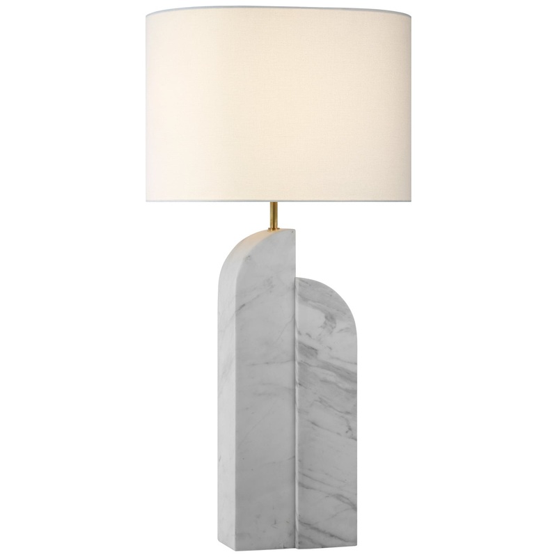 LED Table Lamp from the Savoye Collection in White Marble Finish by Visual Comfort Signature