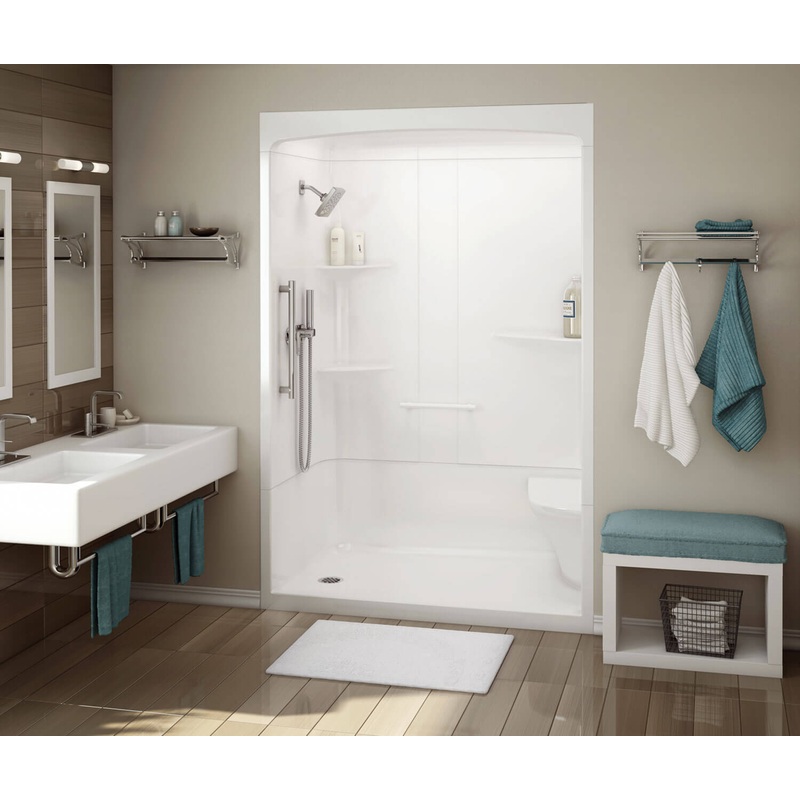 MAAX 107002-SLC-000-001 ALLIA SHR-6034 Acrylic Alcove Center Drain Three-Piece Shower in White