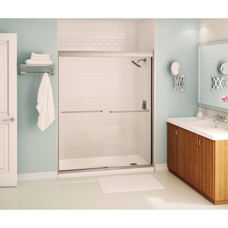 MAAX 134572-900-305-000 Kameleon 55-59 x 71 in. 8 mm Bypass Shower Door for Alcove Installation with Clear glass in Brushed Nickel