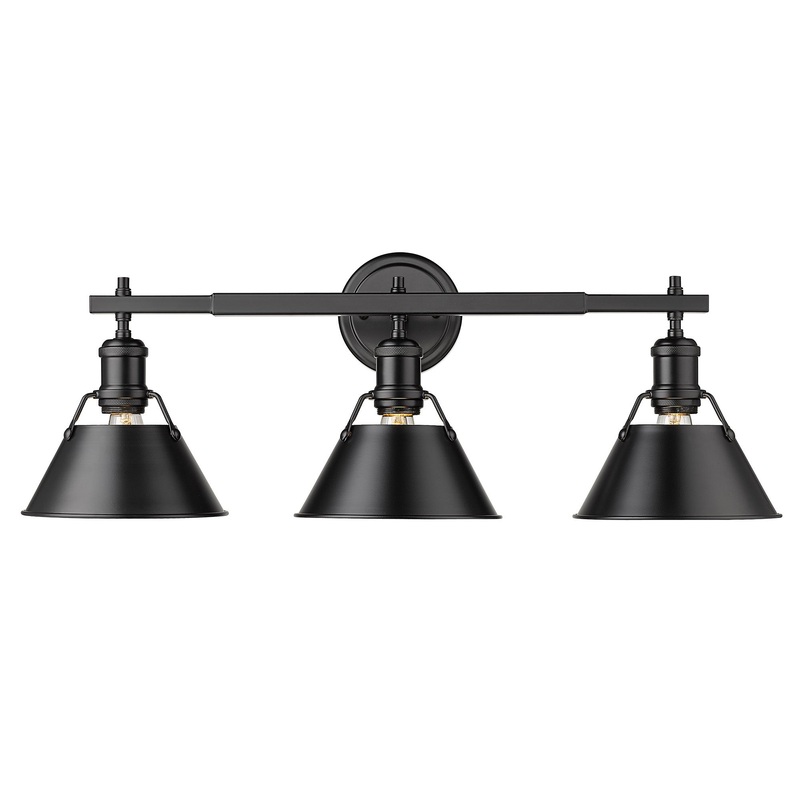 Orwell BLK 3 Light Bath Vanity in Matte Black with Matte Black Shades