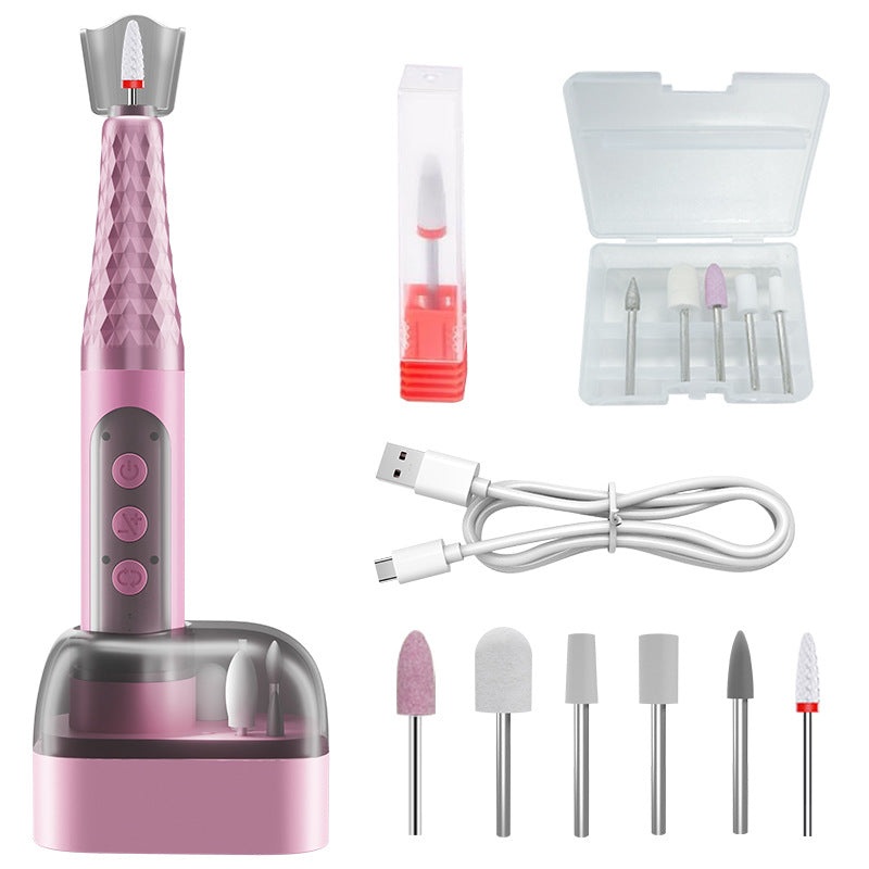 Pink Professional Electric Nail Drill Kit – 6-Speed 18000RPM Rechargeable Manicure & Pedicure File for Polishing, Grinding & Gel Removal