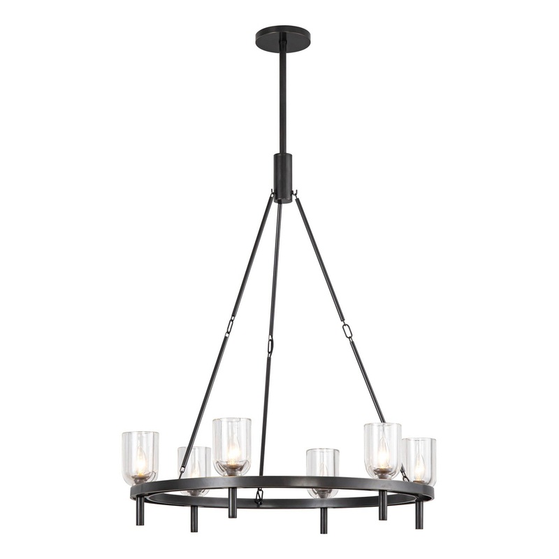 Six Light Chandelier from the Lucian Collection in Urban Bronze/Clear Crystal Finish by Alora