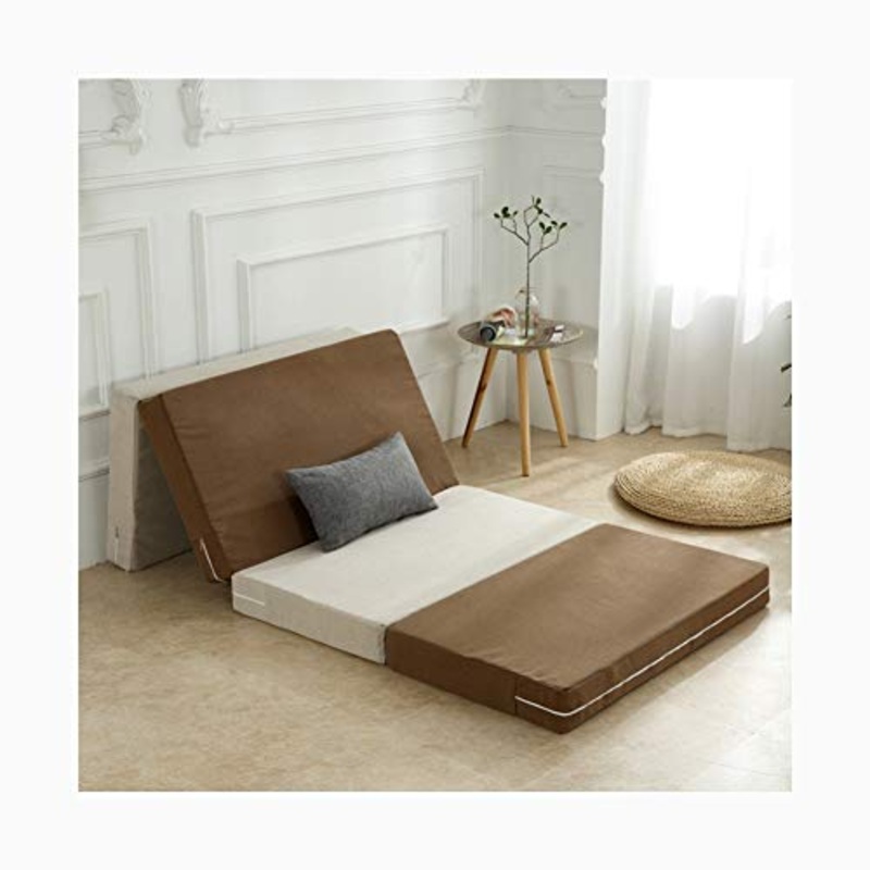YANGLY 10 Centimetri di Spessore Multifunzionale Materasso Pieghevole Fold 4 Materasso for Pausa Pranzo Mats, Mats Gioco, Tatami, Letti A Castello (Color : Striped Brown, Size : 47x79inch)