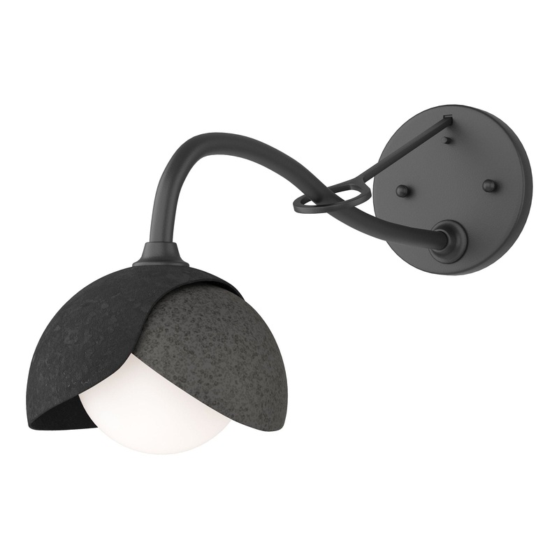 Brooklyn 1-Light Double Shade Long-Arm Sconce Black Natural Iron