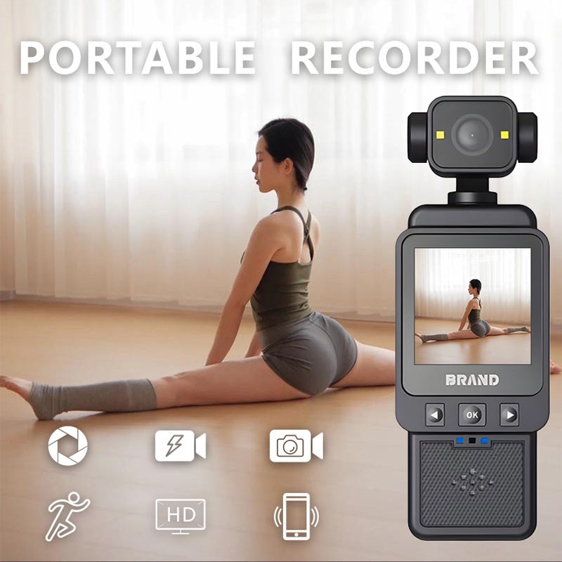 Compact Body Camera with 180 Rotatable Lens, Night Vision, WiFi & Built-in Fill Lights(black+64G)