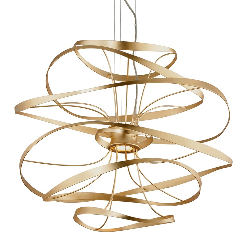 Corbett Lighting 216-43-GL/SS Calligraphy LED Chandelier Gold Leaf W Polished Stainless