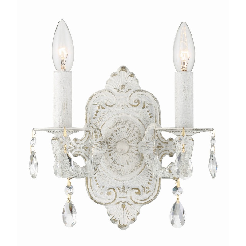 Crystorama 5022-AW-CL-MWP Paris Market Two Light Wall Sconce Antique White