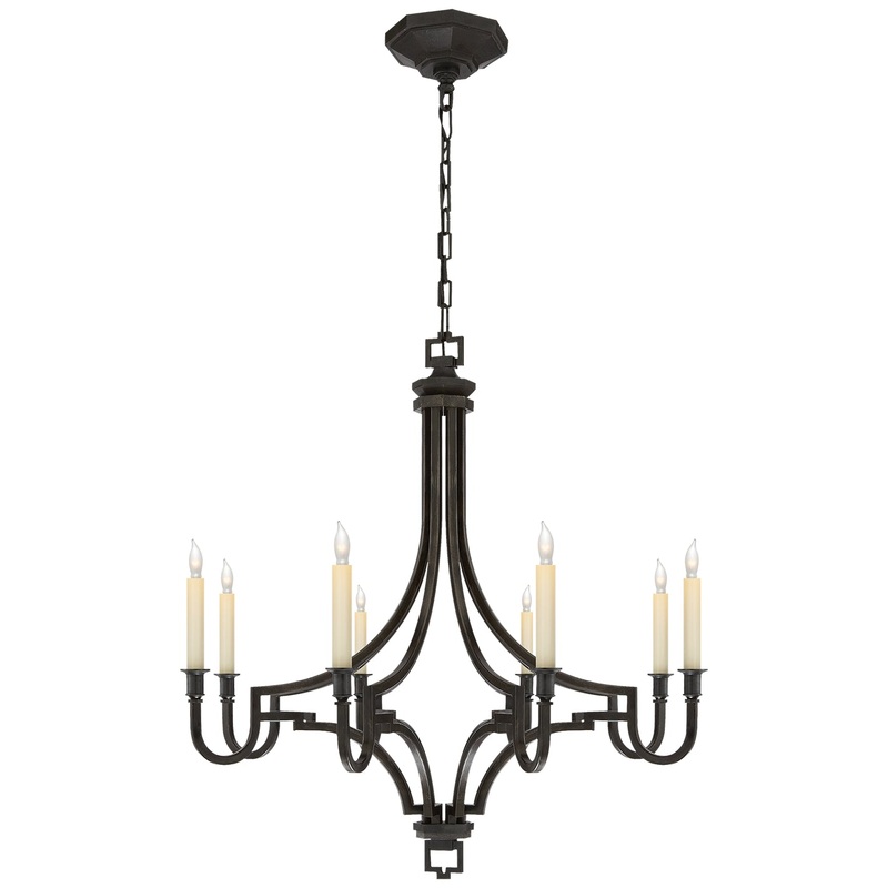 Eight Light Chandelier from the Mykonos Collection in Aged Iron Finish by Visual Comfort Signature