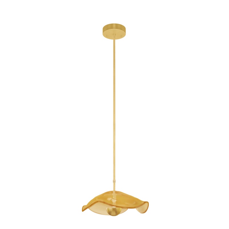 Embark 12″W Round Pendant Gold Leaf/Amber