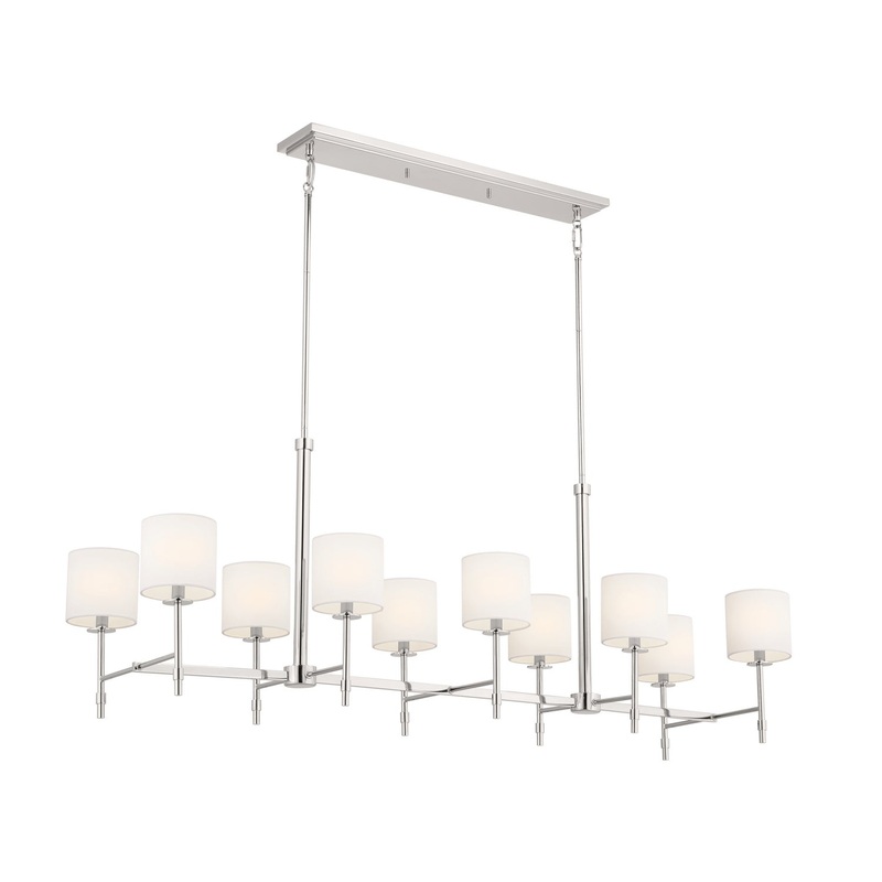 Kichler 52503PN Ten Light Linear Chandelier, Polished Nickel