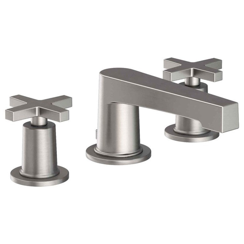 Lavatory Faucet Dorrance Widespread 8 to 20 Inch Spread 2 Cross ADA Stainless Steel PVD 1.2 Gallons per Minute Brass Spout Height 2-5/16 Inch