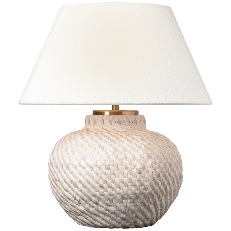 LED Accent Lamp from the Avedon Collection in Plaster White Rattan Finish by Visual Comfort Signature