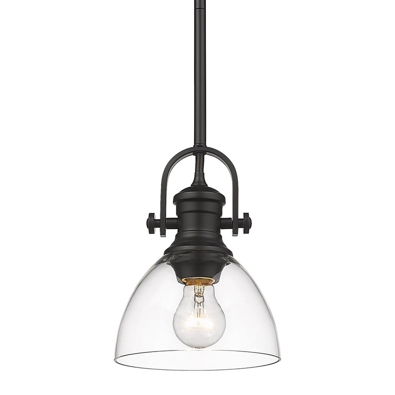 One Light Mini Pendant from the Hines Collection in Matte Black Finish by Golden