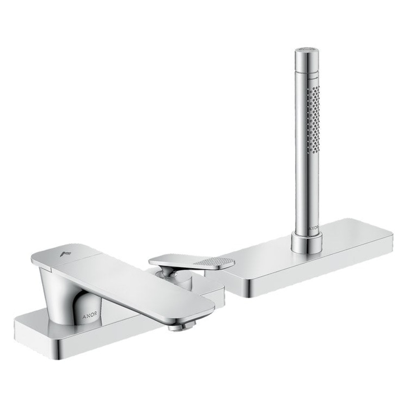 Roman Tub Trim Citterio C with Handshower and Sbox 1 Lever Cubic Cut Chrome WaterSense 3 Hole 5.3 Gallons per Minute