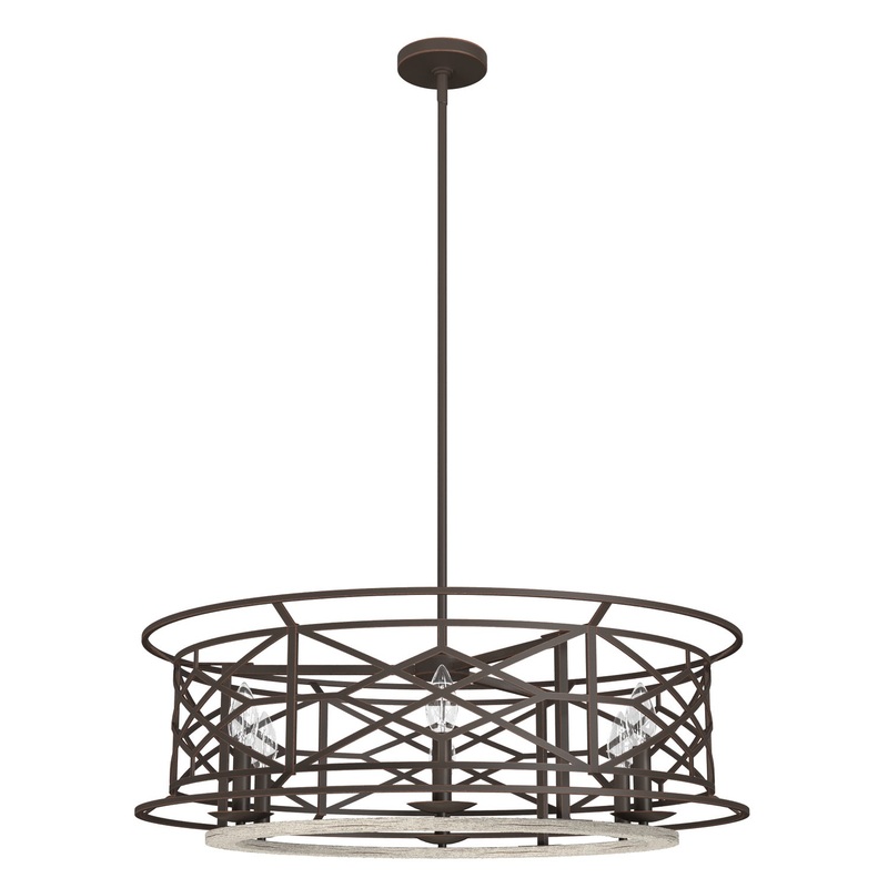 Six Light Chandelier from the Langwood Collection in Onyx Bengal Finish by Hunter