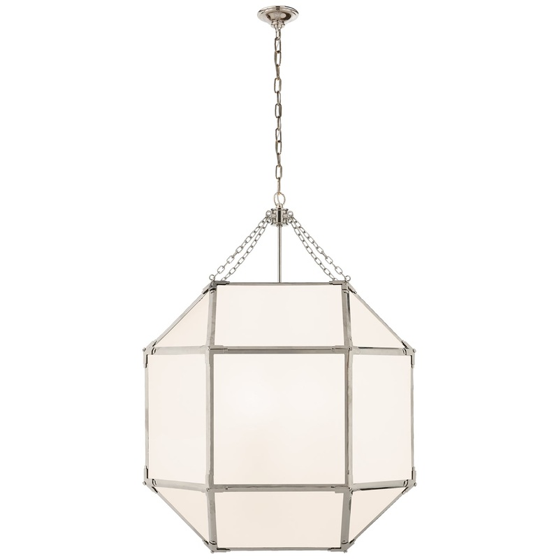 Three Light Lantern from the Morris Collection in Polished Nickel Finish by Visual Comfort Signature