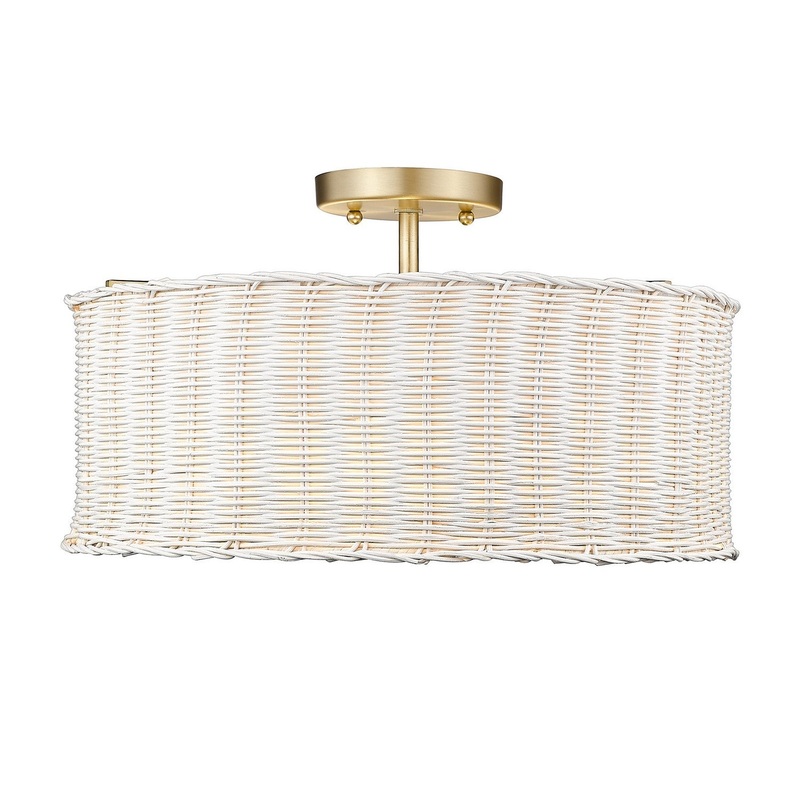 Three Light Semi-Flush Mount from the Erma BCB Collection in Brushed Champagne Bronze Finish by Golden