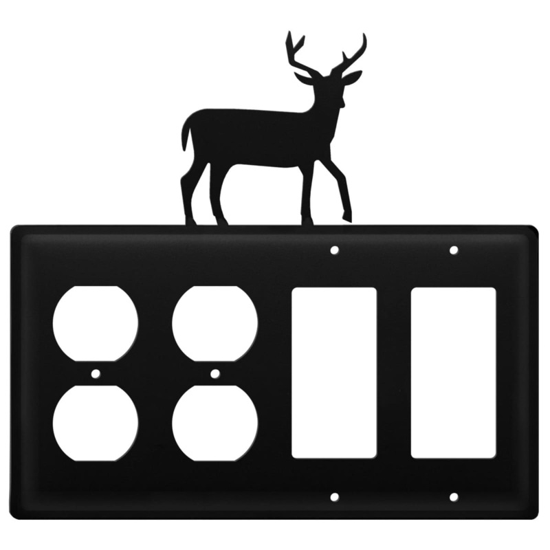 Village Wrought Iron EOOGG-3 Quad Deer Double Outlet and Double GFI Cover CUSTOM Product