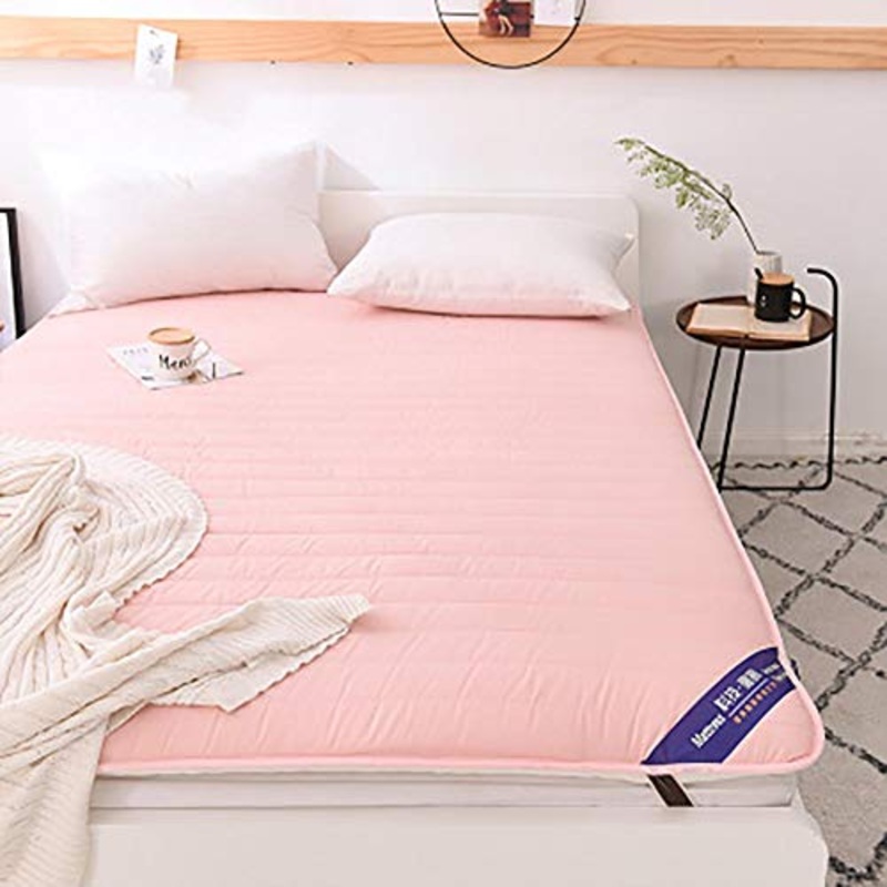 WSZGR Giapponese Futon Materasso Topper,Tradizionale Shiki Futon Cotone Pieghevole Tatami Materasso A Pavimento per Dormire E Viaggio Rosa 90x200cm/35x79inch