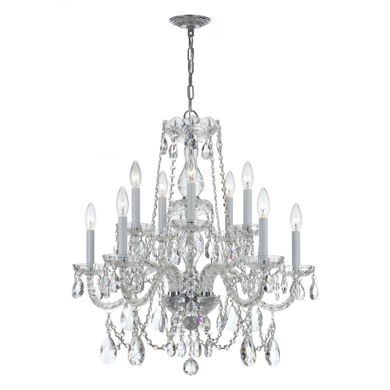 Crystorama 1130-CH-CL-S Traditional Crystal Ten Light Chandelier Polished Chrome