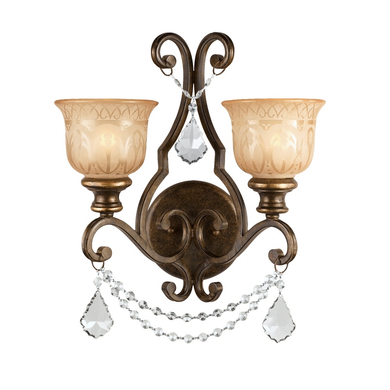 Crystorama 7502-BU-CL-SAQ Norwalk Two Light Wall Sconce Bronze Umber