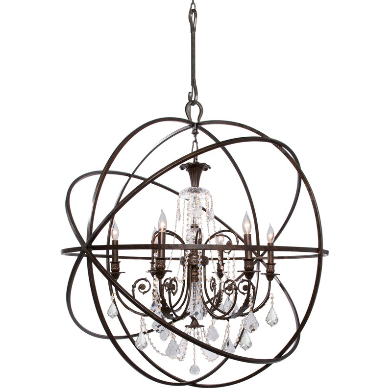 Crystorama 9219-EB-CL-MWP Solaris Six Light Chandelier English Bronze
