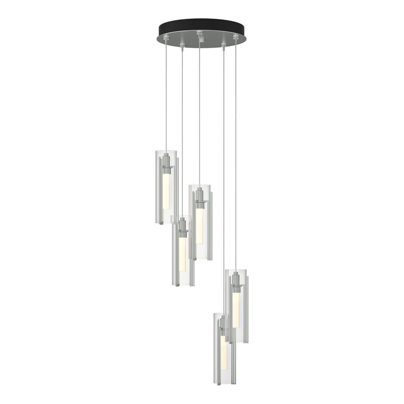 Exos Glass 5-Light Pendant Vintage Platinum Clear Glass (ZM)