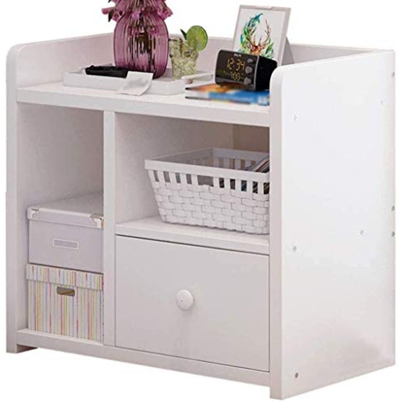 FACAIA Classificatori Comodino Comodino ad Angolo Rotondo Comodino Indipendente Cassetto Spesso Piatto spazioso Piano di Lavoro a Caduta Camera da Letto Ripiano Semplice Tavolino Laterale (Colore: A)