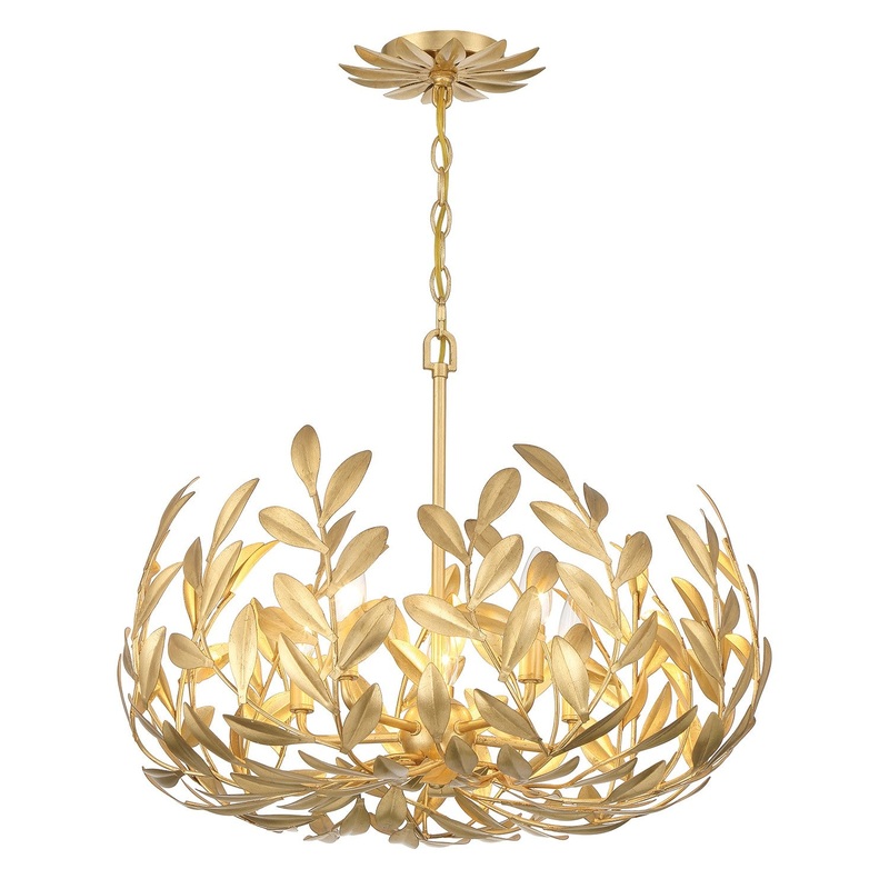 Five Light Chandelier from the Broche Collection in Antique Gold Finish by Crystorama
