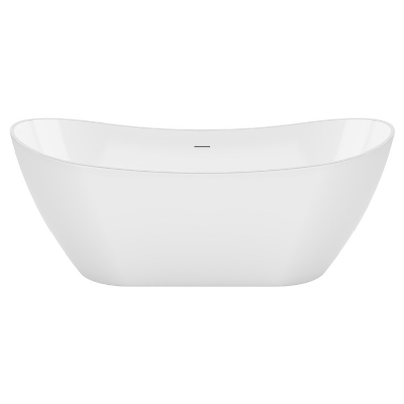 Freestanding Tub Mirella 67 x 29 Inch Soaker White Center Drain Oval