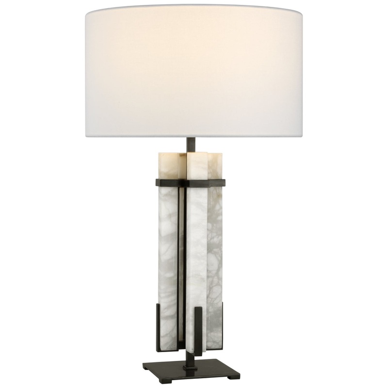 LED Table Lamp from the Malik Collection in Bronze And Alabaster Finish by Visual Comfort Signature