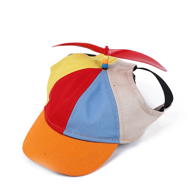 M Orange Pet Baseball Cap with Spinning Propeller – Colorful Fun Design – See Details for Sizing