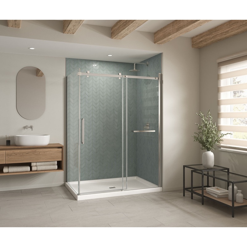 MAAX 420036-503-001-100 B3Square 6042 Acrylic Corner Right Shower Base in White with Center Drain