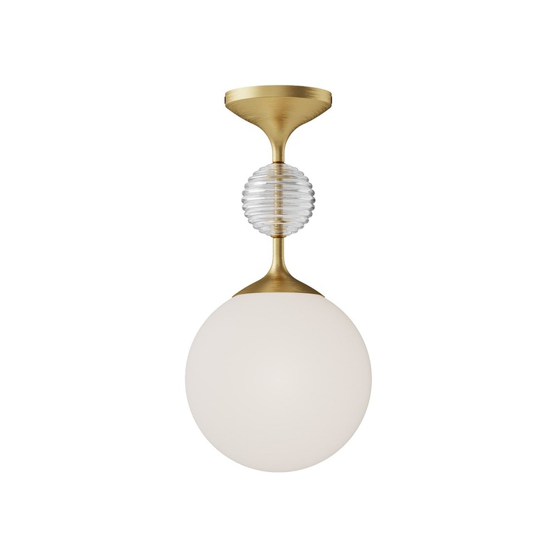 One Light Semi-Flush Mount from the Celia Collection in Brushed Gold/Opal Glass|Matte Black/Opal Glass Finish by Alora