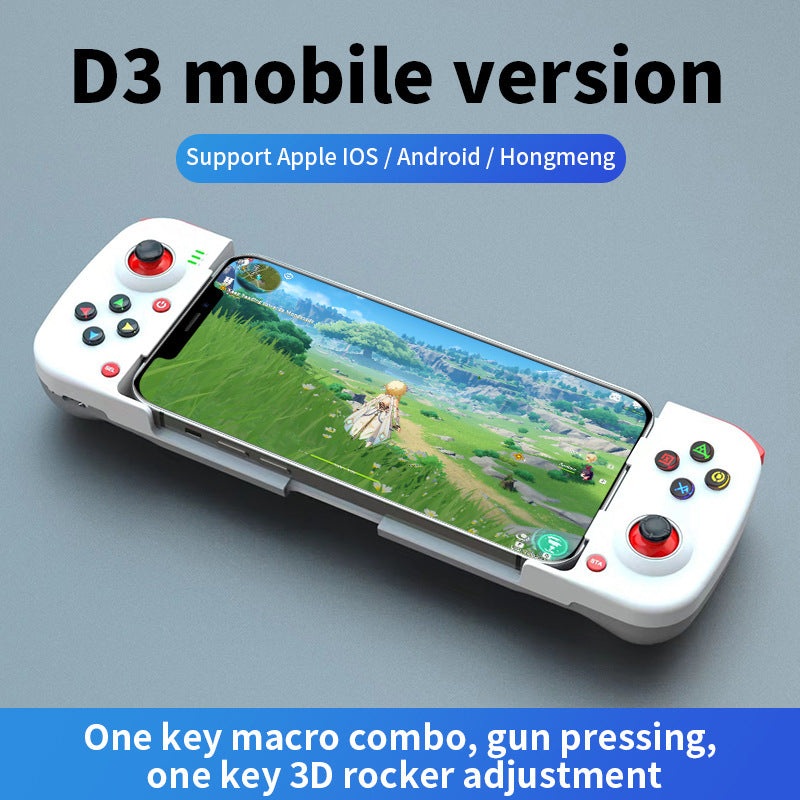 Portable Telescopic Mobile Game Controller – Bluetooth 5.0, iOS/Android/PC Compatible, 400mAh Battery(white)