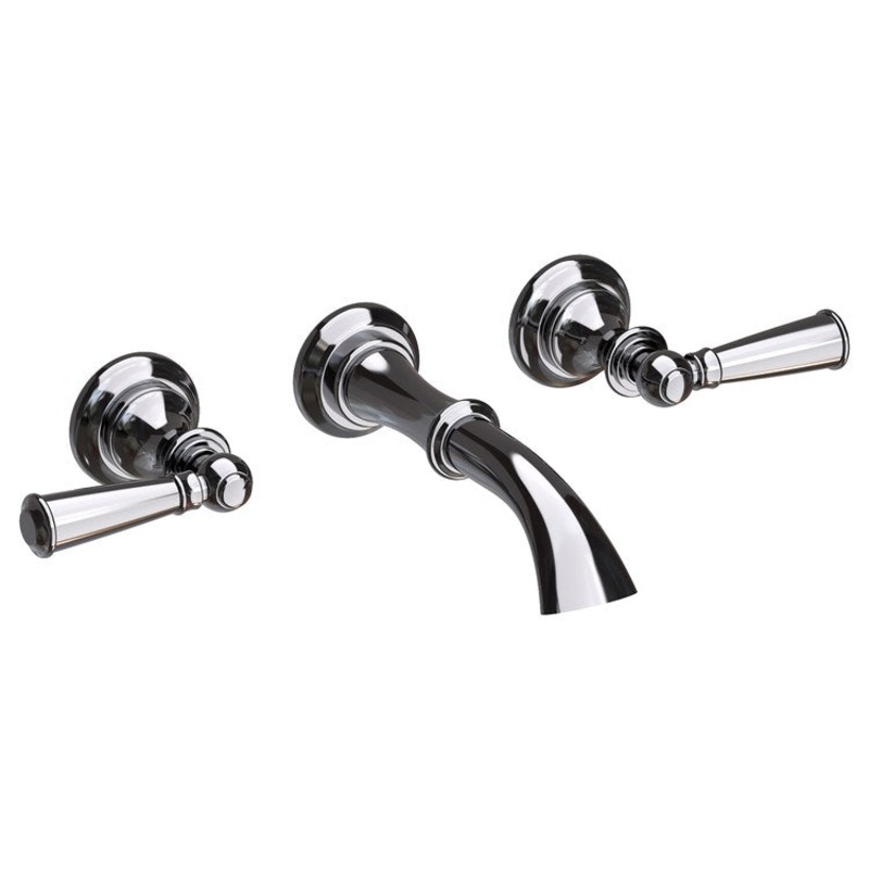 Sutton Two Handle Wall-Mount Bathroom Faucet with Lever Handles – Midnight Chrome